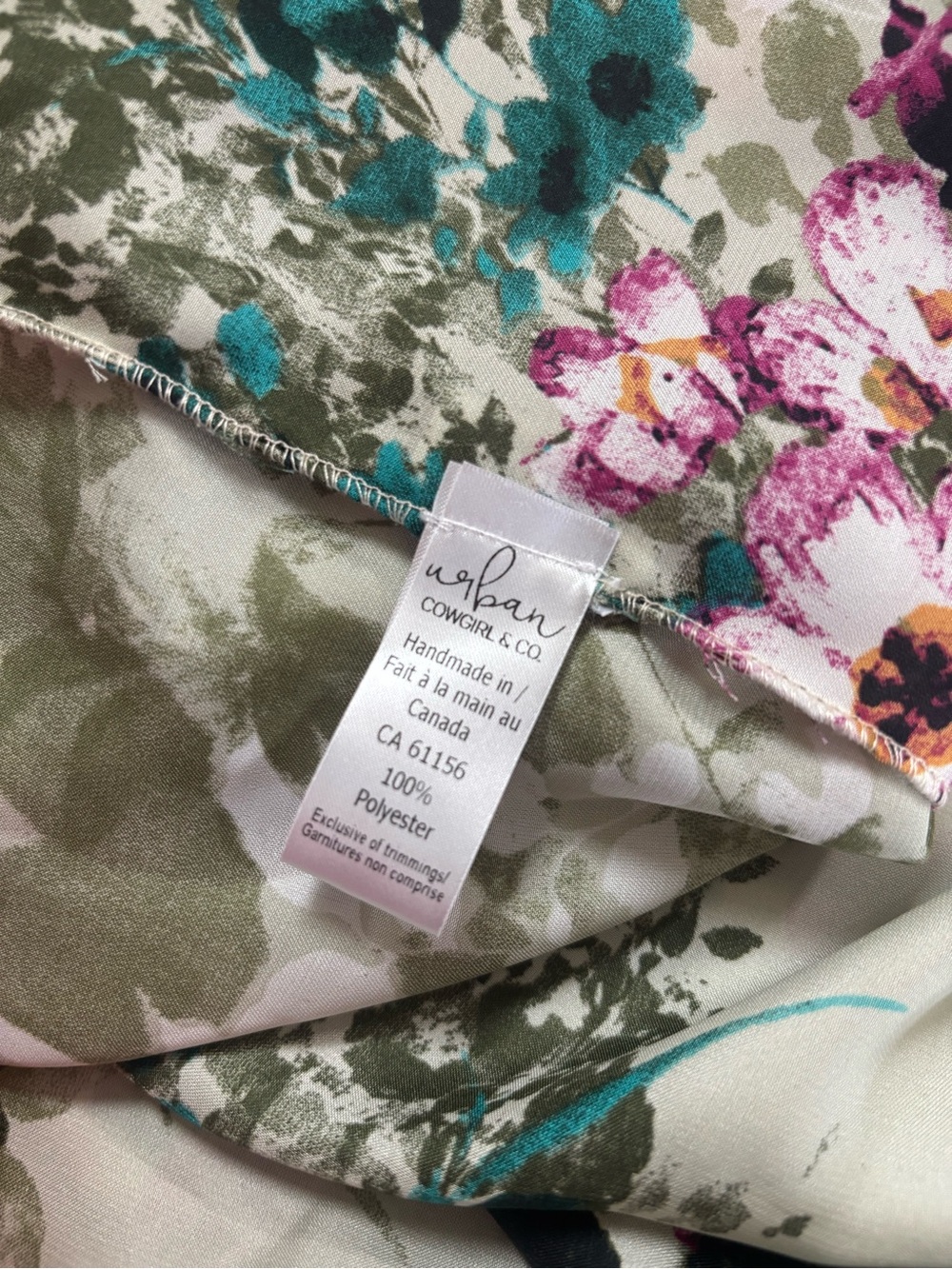 Floral Satin Kimono Cover-Up in Green and Teal - Picture 4 of 5